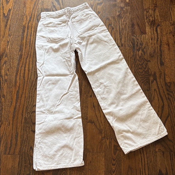 H&M 100% Cotton White Straight-Leg Jeans — High-Rise Casual Youth 14 Euro 152cm - Picture 4 of 7
